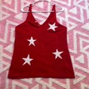 Red and white sweater tank top